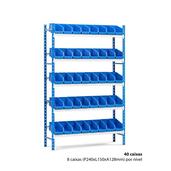 Estante metálica com 40 caixas | Lusoracks