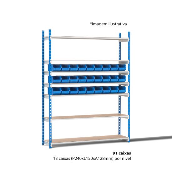 Estante metálica com 91 caixas | Lusoracks